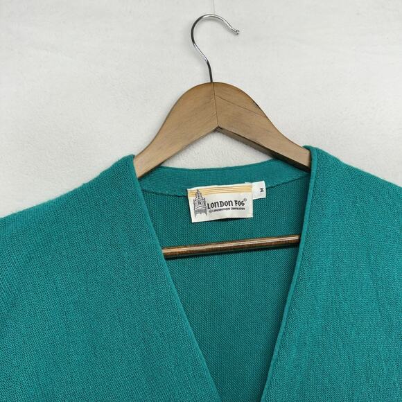 Vintage London Fog Cardigan Sweater Men's Medium Blue Made In USA Knit Grandpa - Picture 2 of 8